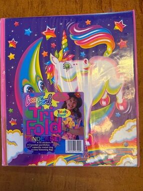Vintage 90’s Lisa Frank 3 Ring Binder / Trapper Keeper Set w/ Stickers & Folders